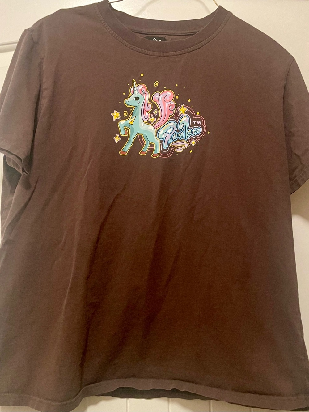 Official Merch: Randoodash Brown Graphic Unicorn Short Sleeve Tee